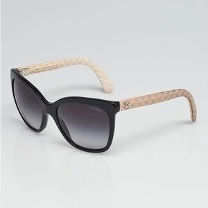 Chanel | Black & White Cat Eye Frame Sunglasses 5288Q